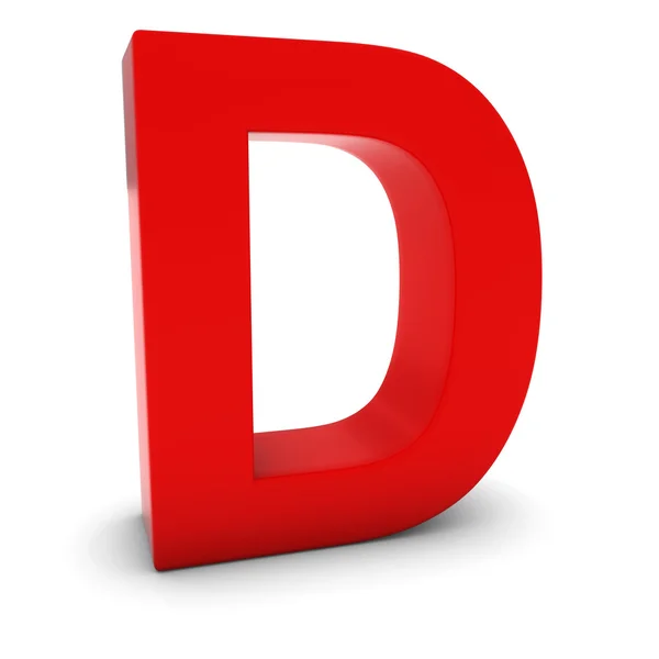 Red 3d hoofdletters Letter D geïsoleerd op wit met schaduwen — Stockfoto