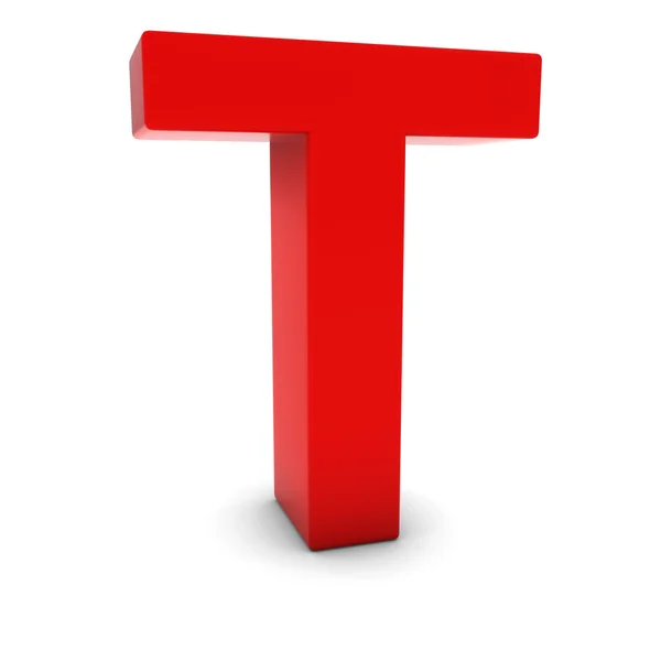 Red 3D Uppercase Letter T Isolated on white with shadows — Stock Photo, Image