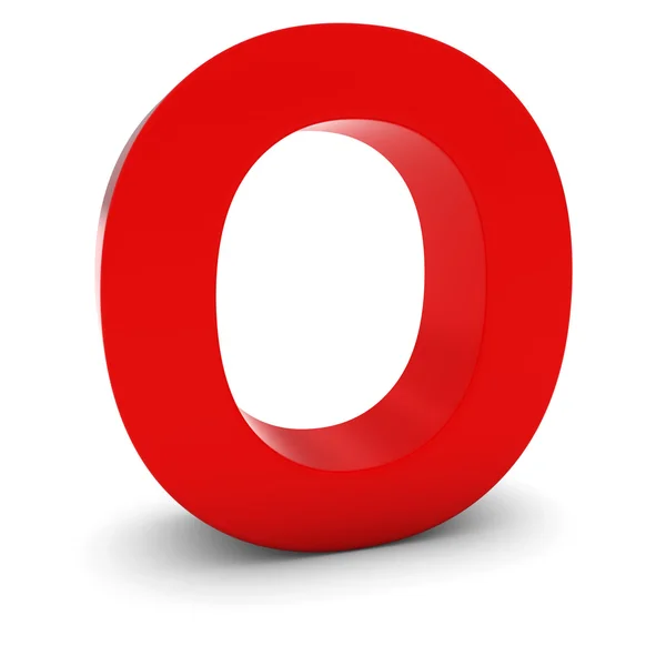 Red 3D Uppercase Letter O Isolated on white with shadows — Stock Photo, Image