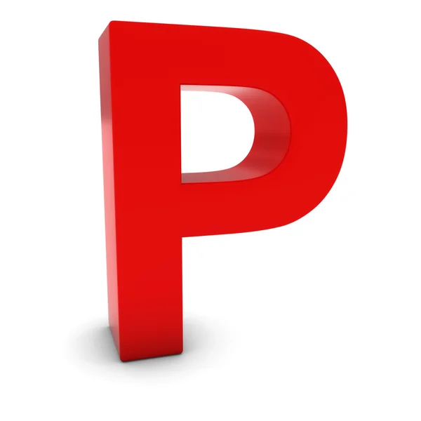 Červená 3d velké písmeno P izolované na bílém pozadí se stíny — Stock fotografie