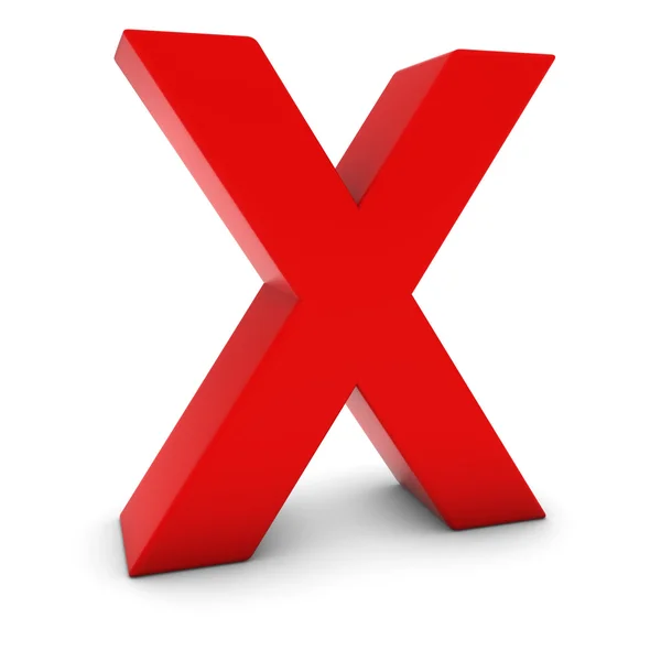 Κόκκινο 3d κεφαλαίο γράμμα X απομονωθεί σε λευκό με σκιές — Φωτογραφία Αρχείου