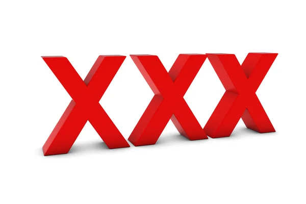 XXX Red 3D Text Isolated on White with Shadows — Stock Photo, Image