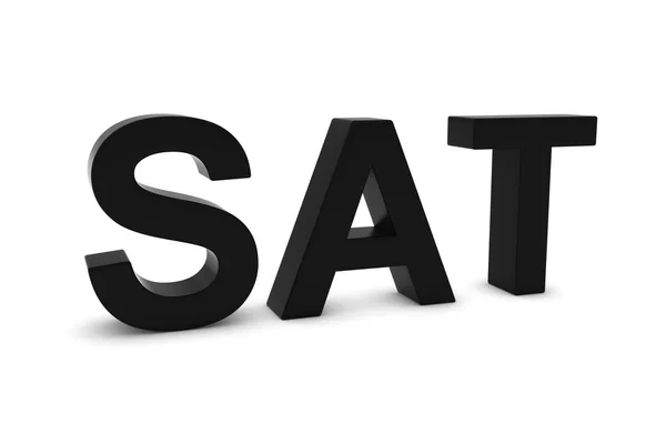 SAT Black 3D Text - Sábado Abreviatura Isolado em Branco — Fotografia de Stock