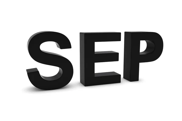 SEP Black 3D Text - Abreviatura del Mes de Septiembre en Blanco —  Fotos de Stock