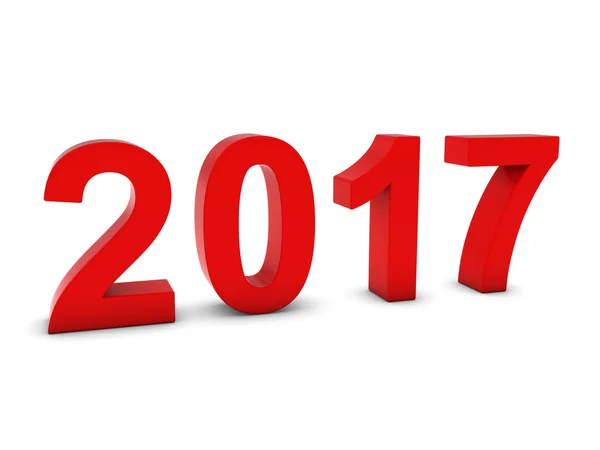 Números rojos 3D 2017 - Año Veintisiete Aislados en Blanco — Foto de Stock