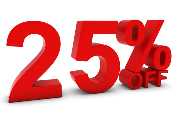 25% OFF - Veinticinco por ciento de descuento en texto 3D en rojo — Foto de Stock