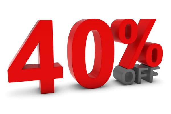 40% OFF - Cuarenta por ciento de descuento en texto 3D en rojo y gris — Foto de Stock