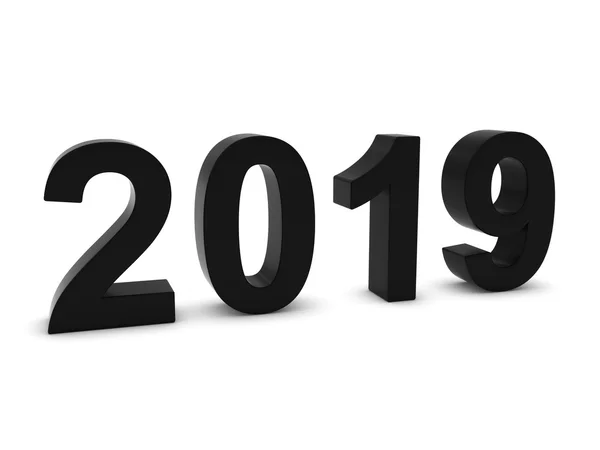 Zwarte 2019 3d Numbers - jaar negentien van de twintig geïsoleerd op wit — Stockfoto