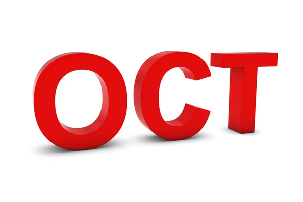 OCT Red 3D Text - Abréviation du mois d'octobre sur blanc — Photo