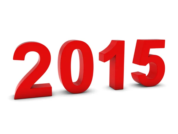 Rot 2015 3D-Zahlen - Jahr zwanzig fünfzehn isoliert auf weiß — Stockfoto