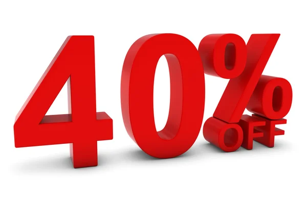 40% OFF - Cuarenta por ciento de descuento en texto 3D en rojo — Foto de Stock