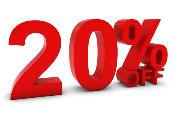Kapalı - kırmızı 3d metin yirmi yüzde %20