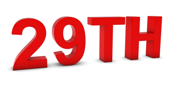 29 - Red 3d negenentwintigste tekst op wit wordt geïsoleerd — Stockfoto