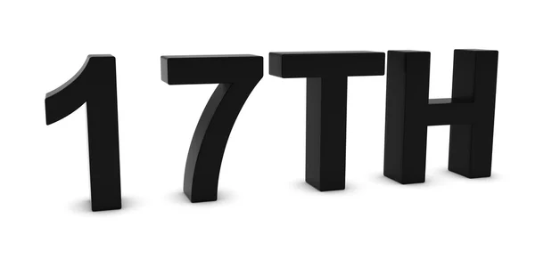 17TH - Negro 3D decimoséptimo texto aislado en blanco — Foto de Stock