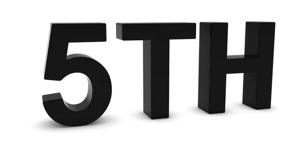 5TH - Preto 3D quinto texto isolado em branco — Fotografia de Stock