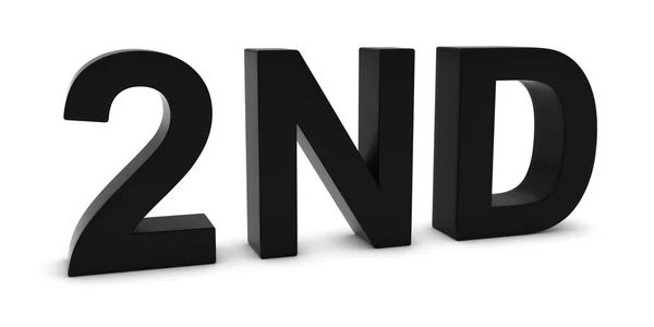 2ND - Noir 3D Deuxième texte isolé sur blanc — Photo