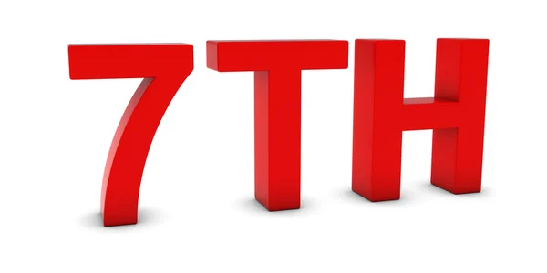 7TH - Красный 3D-силуэт на белом — стоковое фото