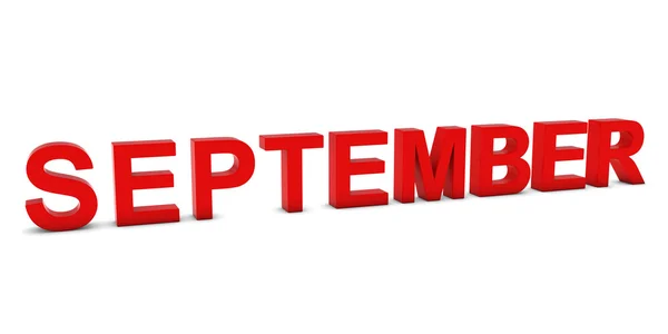 SEPTEMBER Red 3D Month Text Isolated on White — Stock Photo, Image