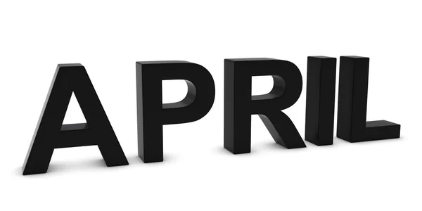 APRIL Black 3D Month Text Isolated on White — Stock Photo, Image