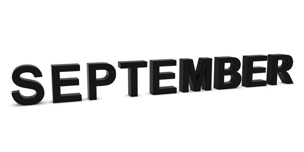 SEPTEMBER Black 3D Month Text Isolated on White