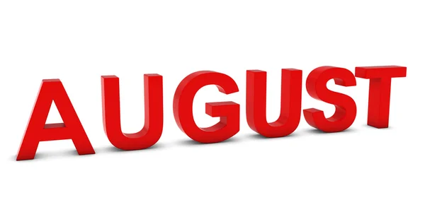 Augustus rood 3d maand tekst op wit wordt geïsoleerd — Stockfoto