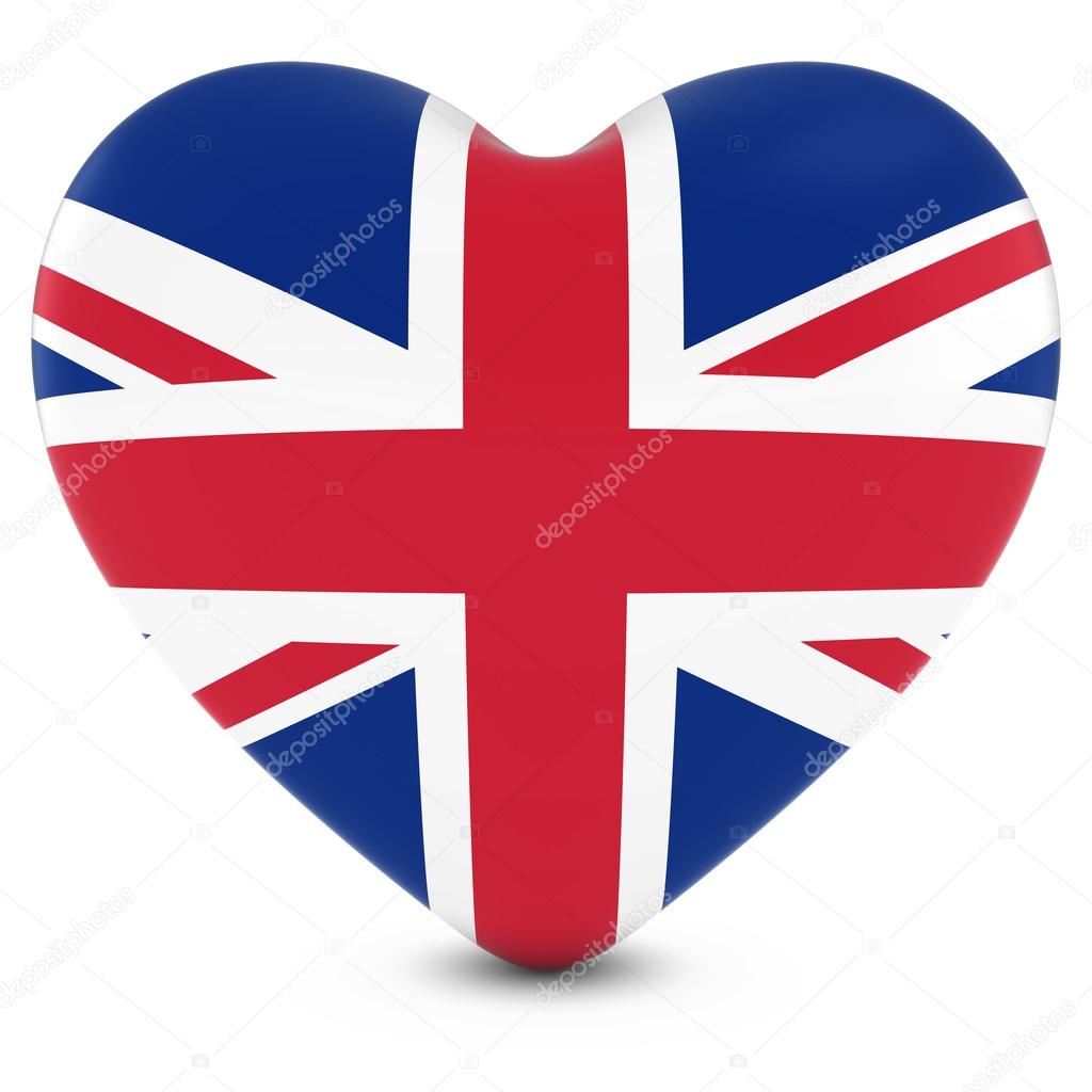 Love Britain Concept Image - Heart textured with UK Flag