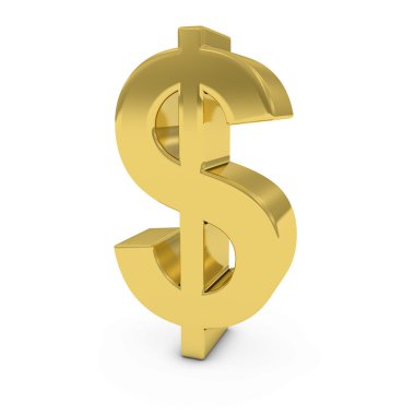 Beyaz arka plan üzerinde izole parlak altın dolar simgesi