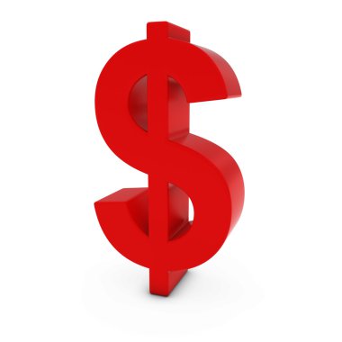Beyaz arka plan üzerinde izole kırmızı dolar simgesi