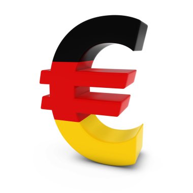 Alman bayrağı izole beyaz arka plan üzerinde ile dokulu euro simgesini
