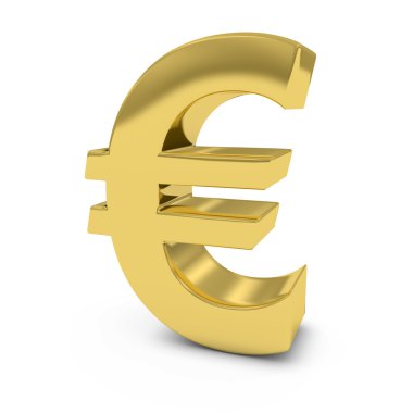 Beyaz arka plan üzerinde izole parlak altın Euro simgesini