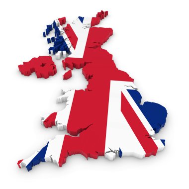 3D anahat Union Jack bayrağı ile dokulu Birleşik Krallık