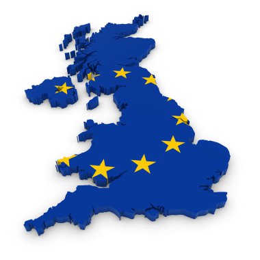 3D Anahat Avrupa Birliği bayrağı ile dokulu Birleşik Krallık