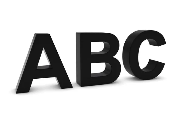 ABC Black 3D: Изолированный на белом с тенями — стоковое фото