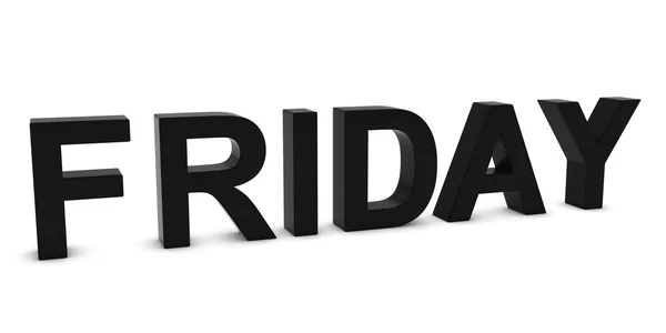 FRIDAY Black 3D Text Isolated on White with Shadows — Stock Photo, Image