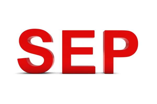SEP Red 3D Text - Abreviatura del Mes de Septiembre en Blanco — Foto de Stock