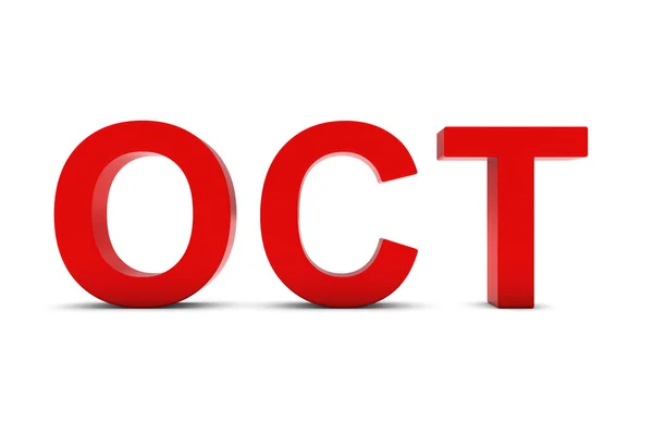 Okt röd 3d Text - oktober månad förkortning på vit — Stockfoto