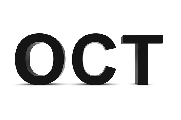 OCT Texto en 3D Negro - Mes de Octubre Abreviatura en Blanco — Foto de Stock