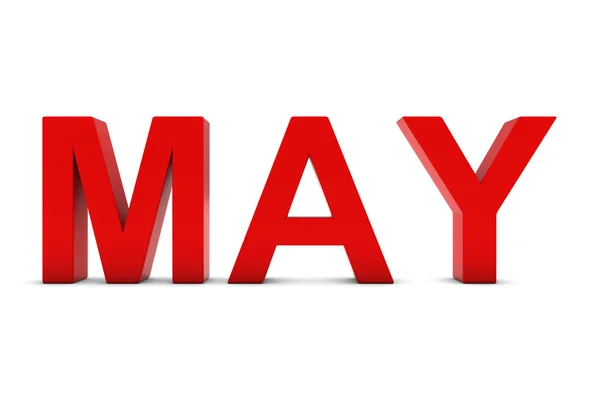 MAY Red 3D Text - May Month Abbreviation on White — Stock Photo, Image