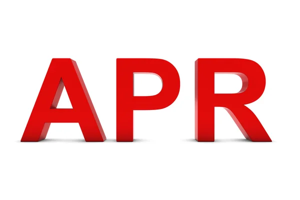 APR Red 3D Text - Abreviatura do mês de abril em Branco — Fotografia de Stock