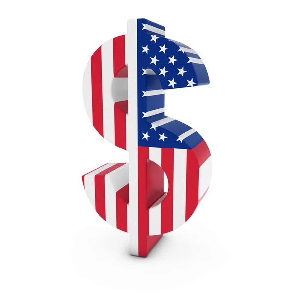 Symbole Dollar texturé avec le drapeau des États-Unis d'Amérique isolé sur fond blanc — Photo