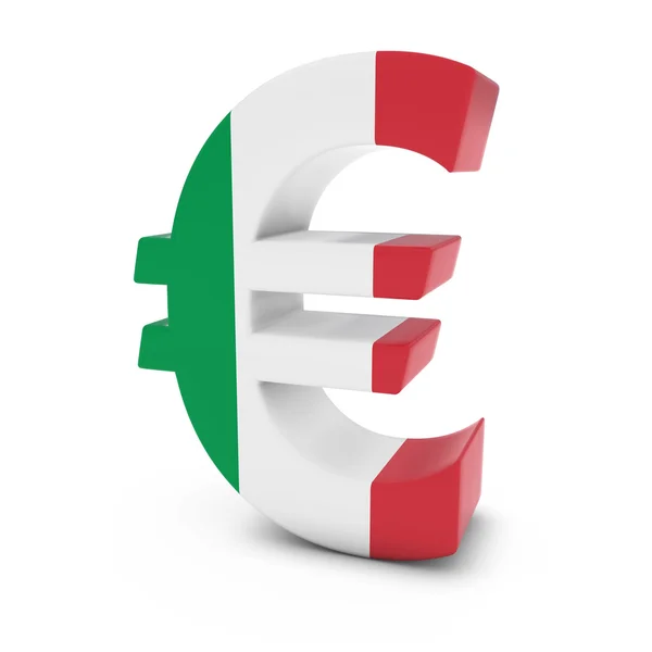 Eurosymbool getextureerde met de Italiaanse vlag geïsoleerd op witte achtergrond — Stockfoto