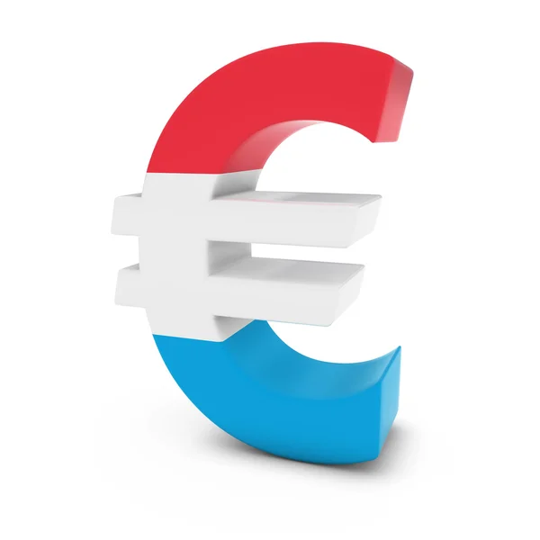 Символ евро, текстурированный с флагом Люксембурга, выделенным на белом фоне — стоковое фото
