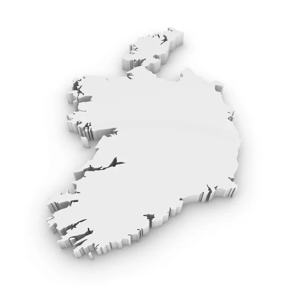 Weiß 3D-Umriss von Irland isoliert auf weiß — Stockfoto