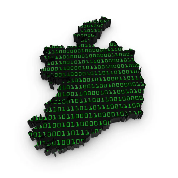 아일랜드 기술 산업 개념 이미지-3d 윤곽선의 아일랜드 그린 바이너리 코드와 질감 — 스톡 사진