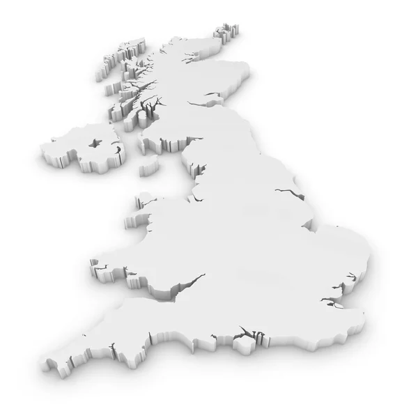 White 3D Outline of the United Kingdom Isolated on White — Stock Photo, Image