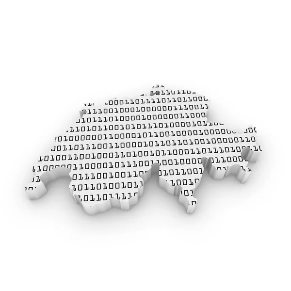Swiss Technology Industry Concept Image - 3D Outline of Switzerland textured with Black and White Binary Code — 스톡 사진