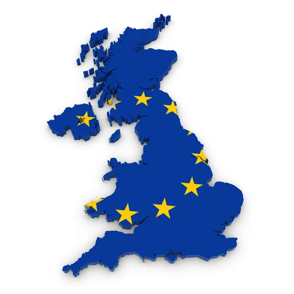 欧州連合の旗のテクスチャをイギリスの 3 d アウトライン — ストック写真