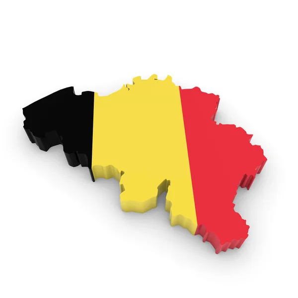 3D disposition av Belgien strukturerad med belgisk flagg — Stockfoto