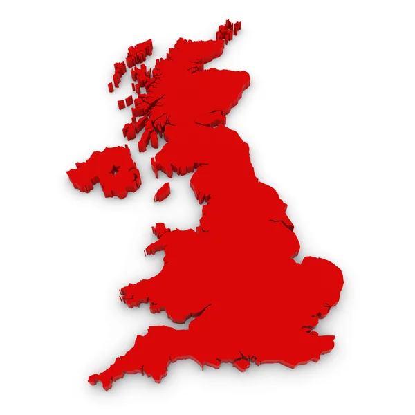 Esquema rojo 3D del Reino Unido aislado en blanco — Foto de Stock
