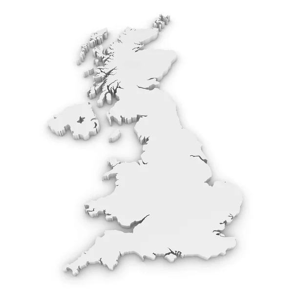 Esquema 3D blanco del Reino Unido aislado en blanco — Foto de Stock